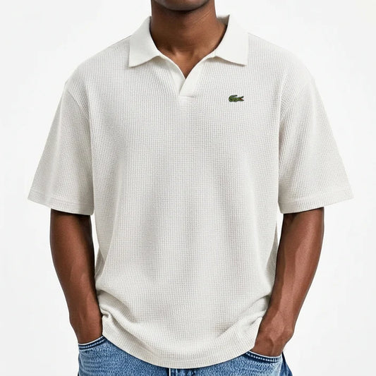 Men’s Waffle Polo Shirt – Breathable Texture, Clean Minimal Look