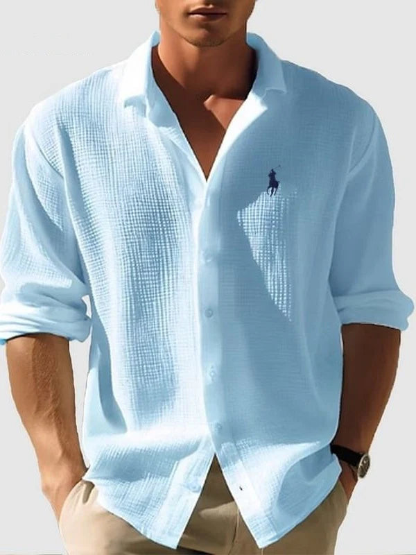 Men's Waffle-Knit Long-Sleeve Casual Shirt | Clearance Price
