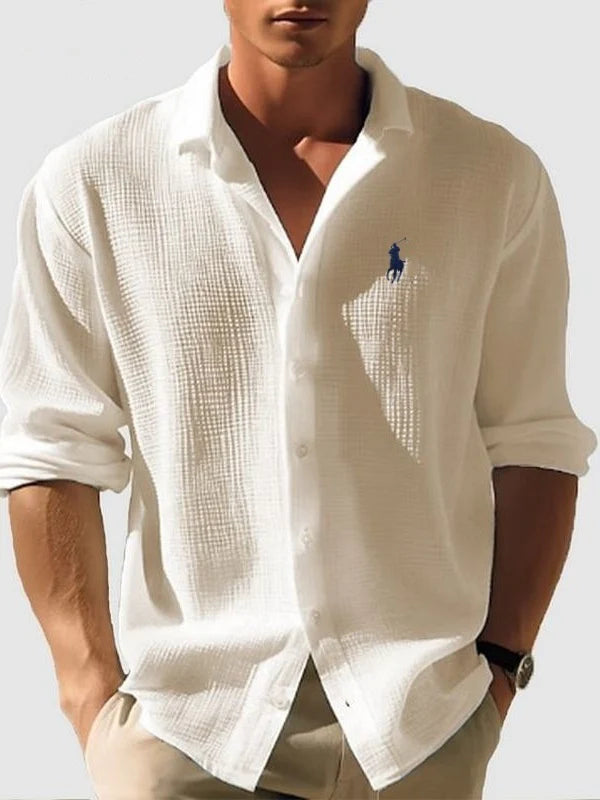 Men's Waffle-Knit Long-Sleeve Casual Shirt | Clearance Price