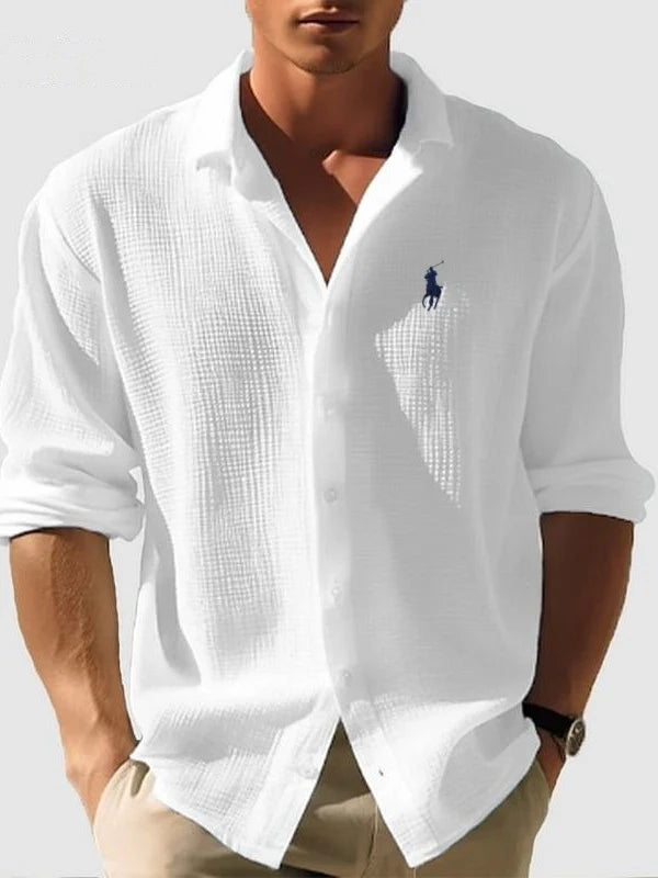 Men's Waffle-Knit Long-Sleeve Casual Shirt | Clearance Price